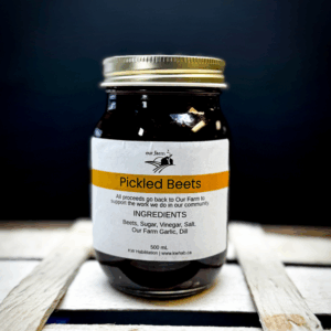 jar of Our Farm pickled beets