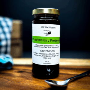 jar of Our Farm anniversary preserves
