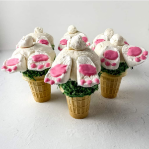 Spring Bunny Butt Ice Cream Cone Cupcakes