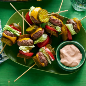 Summer Lunch - Pickle Cheeseburger Bites and Fries