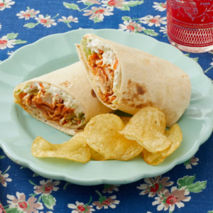 Summer Lunch - Buffalo Chicken Wraps and Nacho Chips