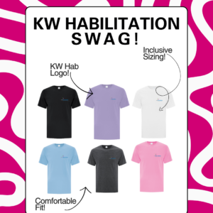 graphic of 6 t-shirts with the KW Habilitation logo on it